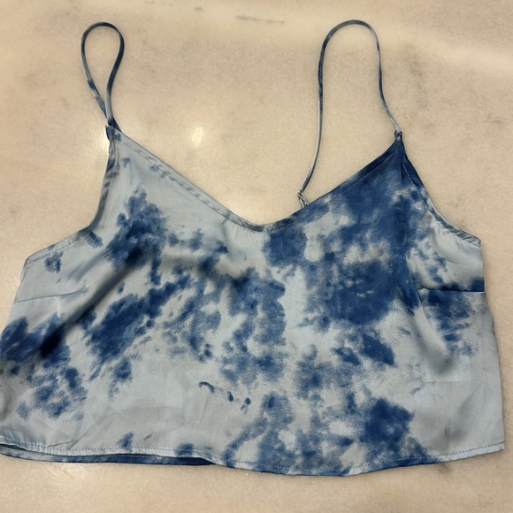 Fore tie dye blue crop tank top with adjustable straps size small - Picture 3 of 5